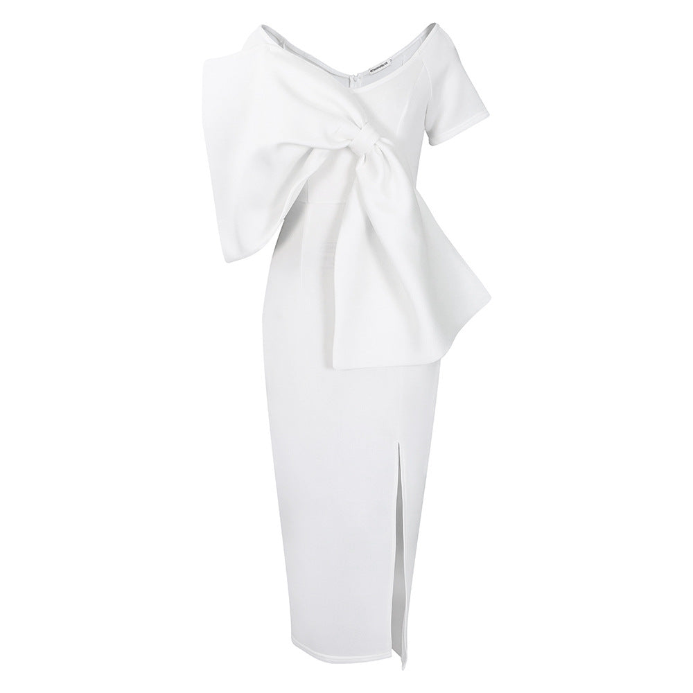 Satin Cowl Neck Backless High Split Slip Maxi Dress - View 11
