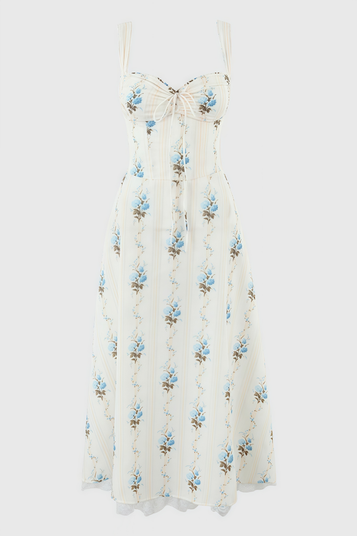 Floral Sweetheart Corset Fit and Flare Bubble Hem Midi Dress - View 4