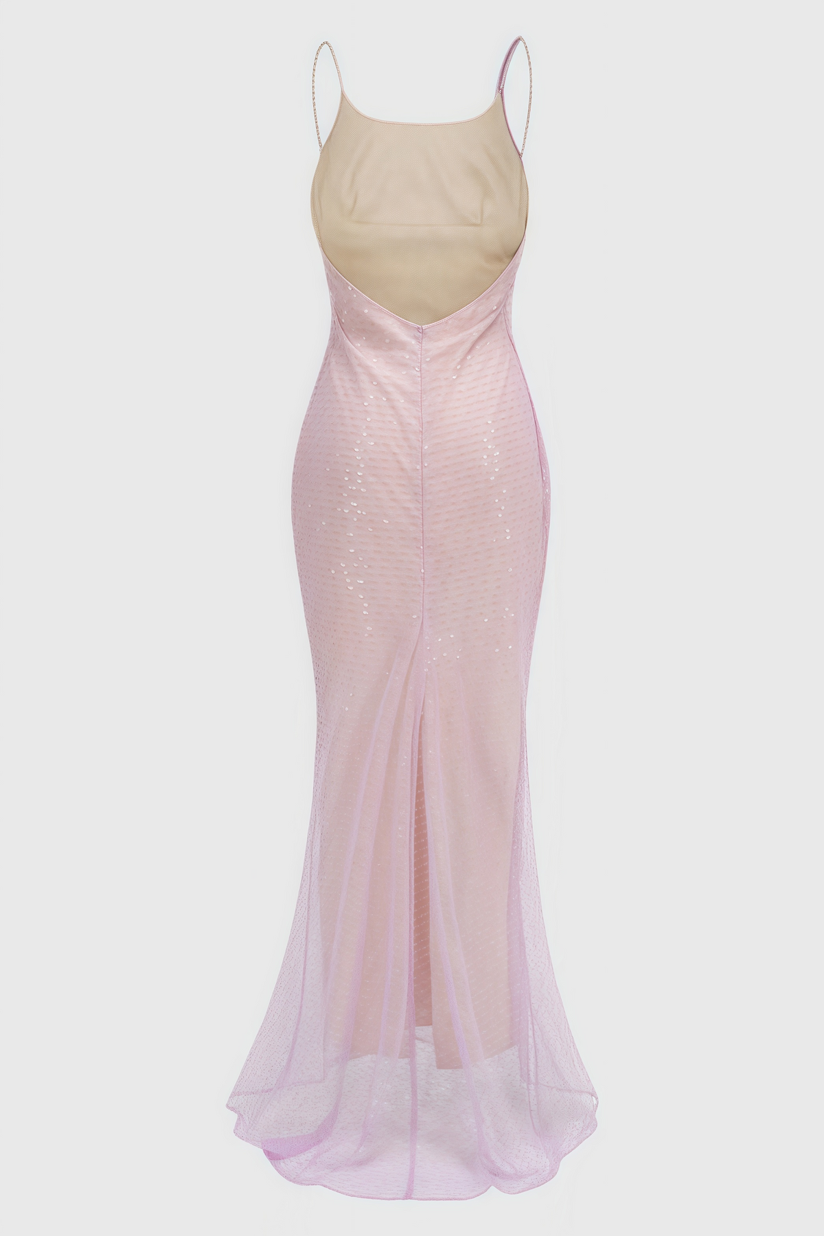 Sequin Cowl Neck Spaghetti Strap Ruched Mermaid Gown - View 4