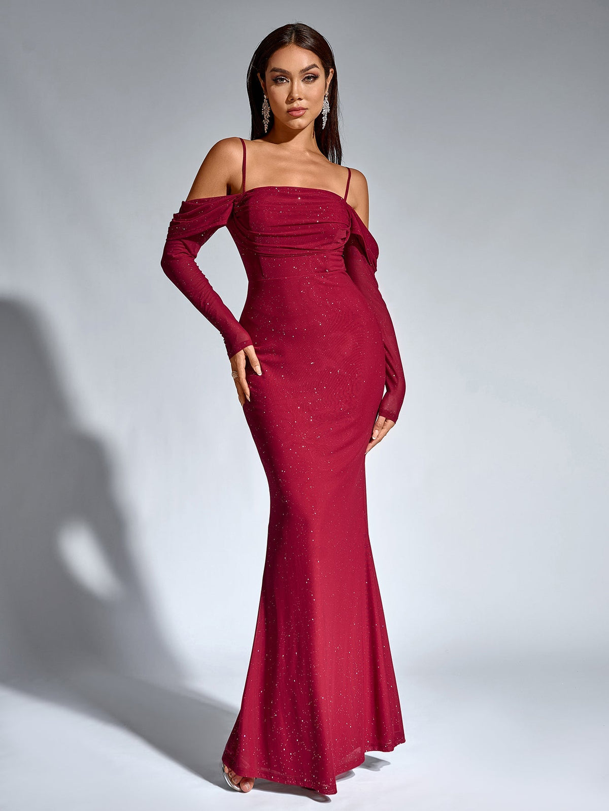 Velvet Strapless Sweetheart Bodycon Maxi Dress - View 9
