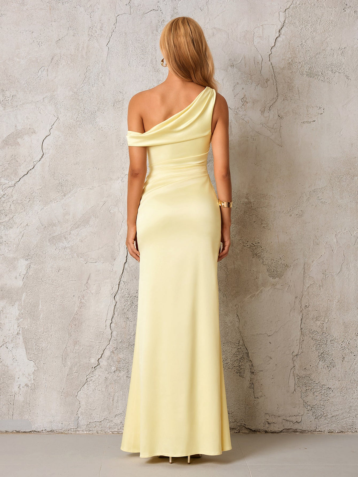 One Shoulder Satin Bodycon Dress - View 2