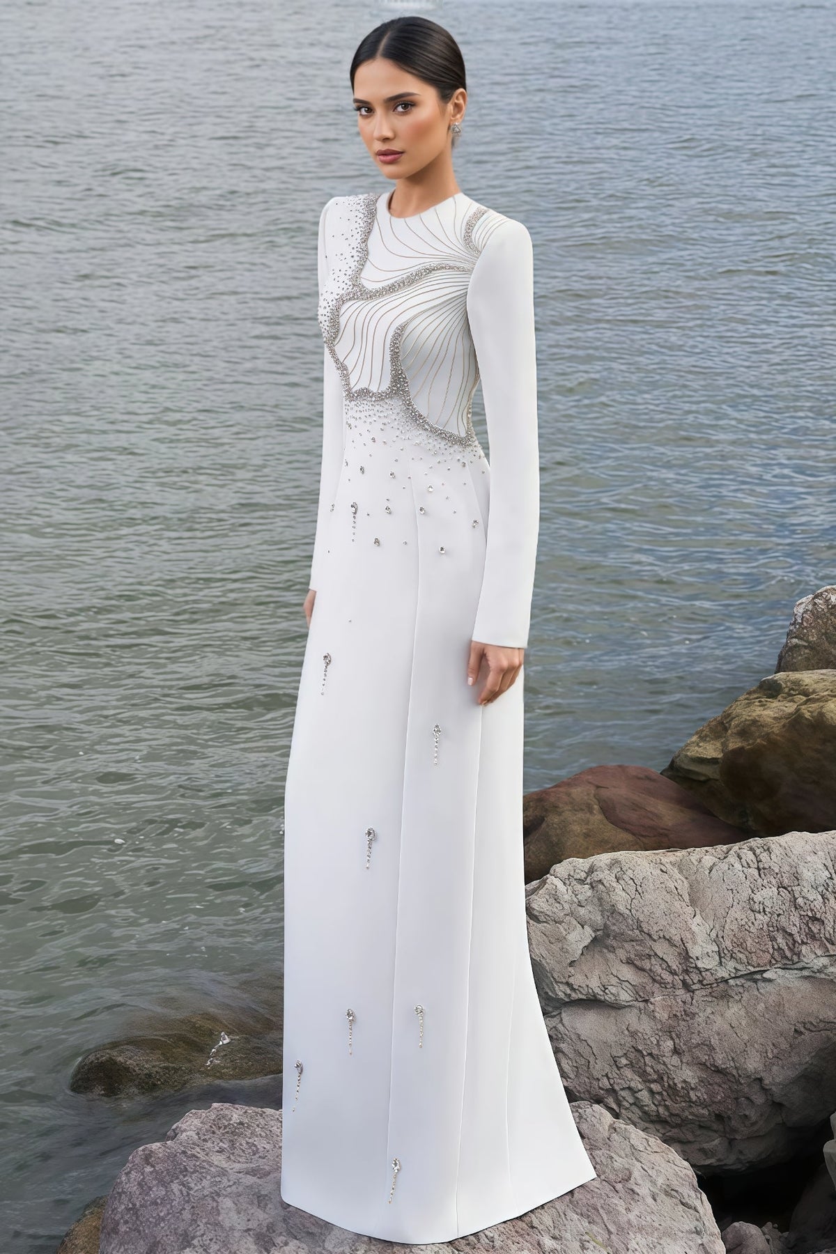 Lalie Floral Crystal Embellished Maxi Dress - View 2