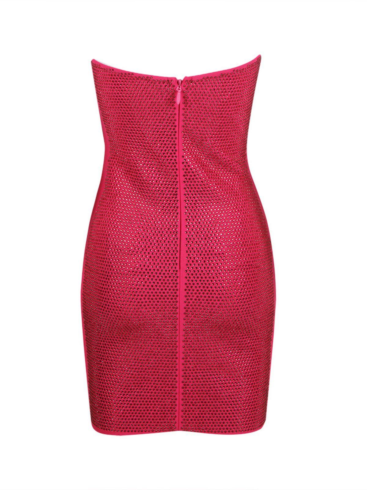 Rhinestone Strapless Tube Bodycon Mini Party Dress - View 7