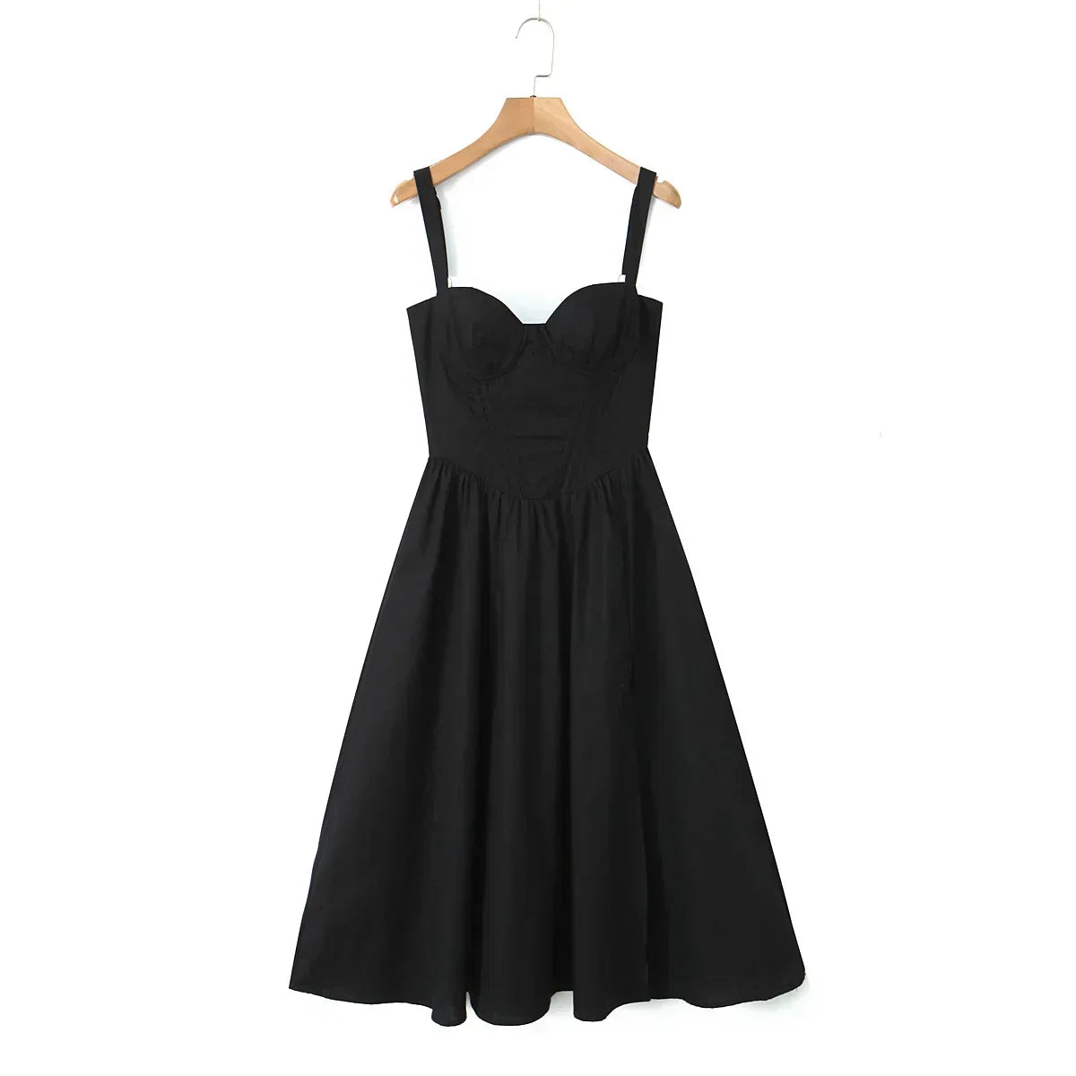 Corset Sweetheart Neck Spaghetti Strap High Split Midi Dress - View 8