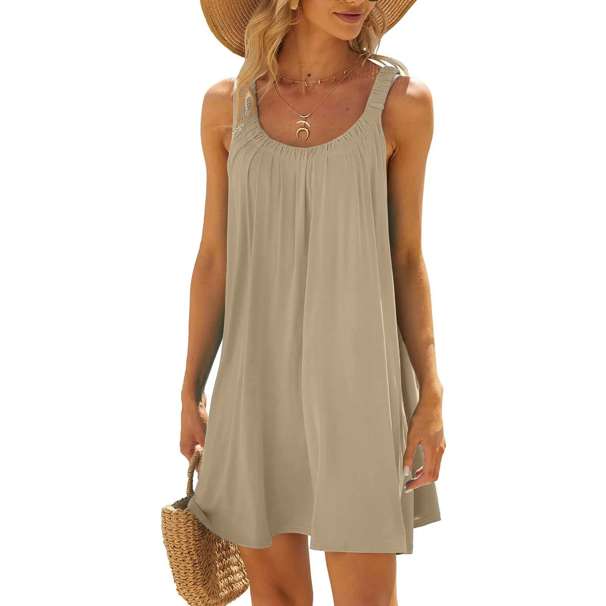 Scoop Neck Sleeveless Flowy Swing Mini Summer Dress - View 2