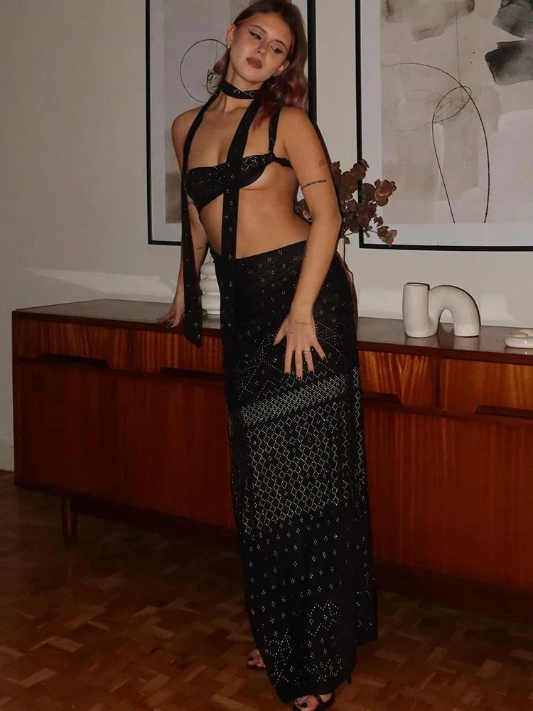 Halter Neck Backless Party Dress - View 5