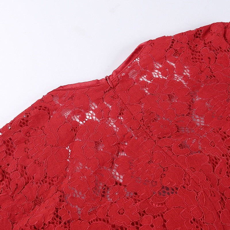 Red Dahlia Satin And Lace Mini Dress - View 12