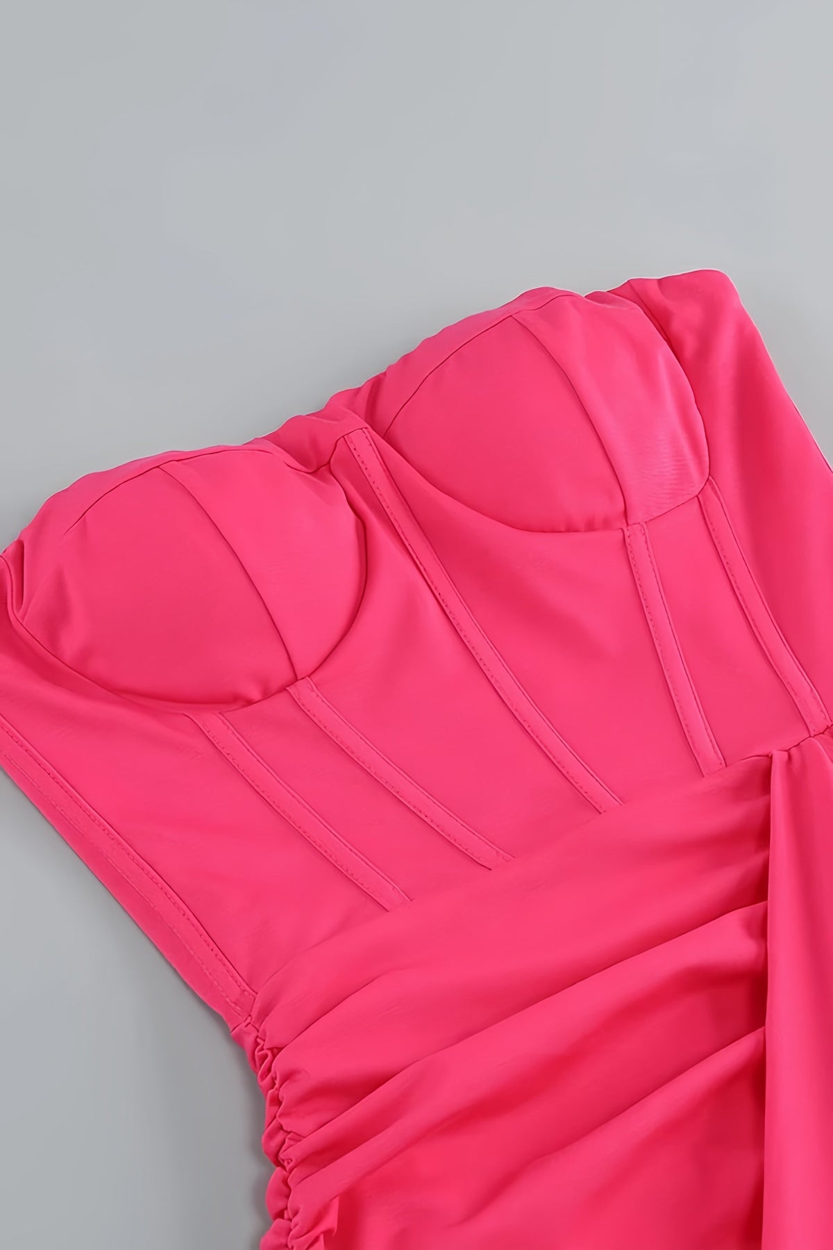 Amabel Solid Corset Split Maxi Dress-Pink - View 6