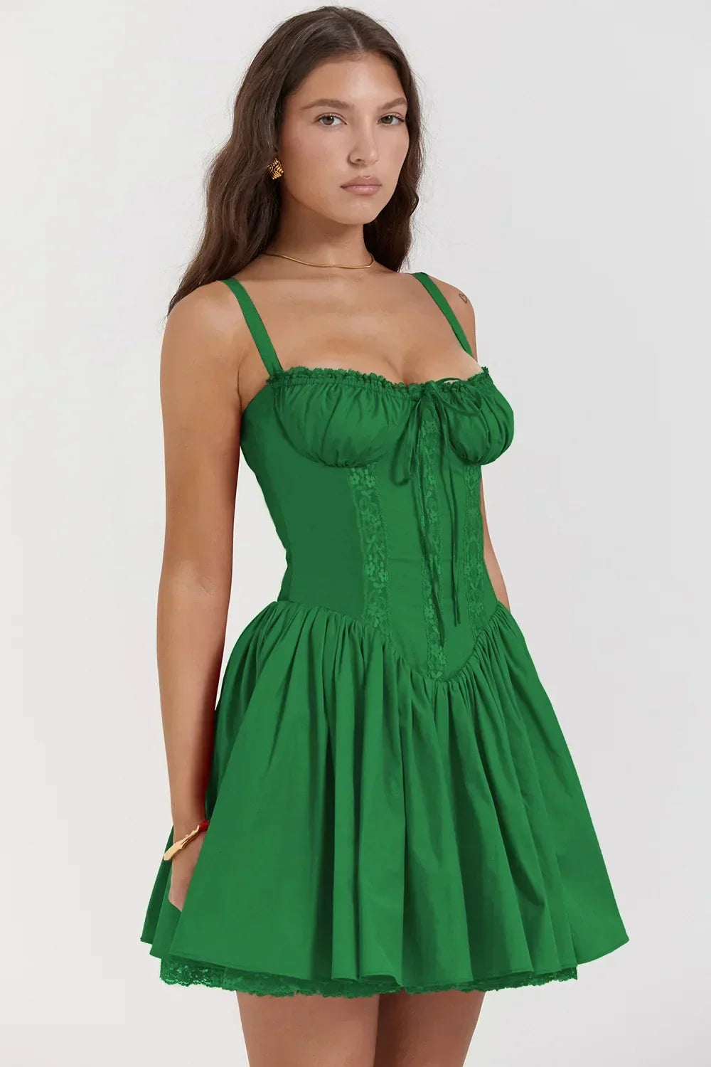 Lace A-Line Spaghetti Strap Mini Dress - View 8