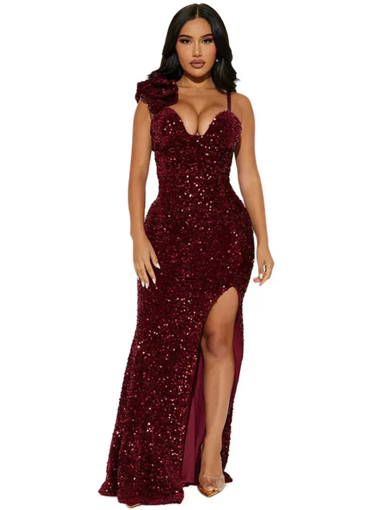 Velvet Backless Deep V-Neck Long Sleeve Maxi Dress - View 8
