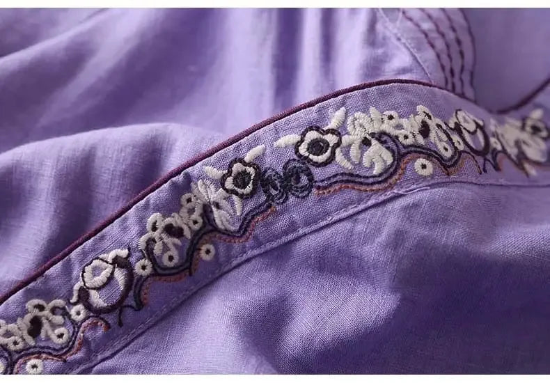 Embroidered Trim V-Neck Long Sleeve Wrap Blouse 22