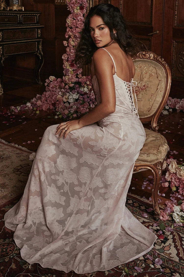 Floral Spaghetti Strap Sheer Slip Maxi Dress - View 3