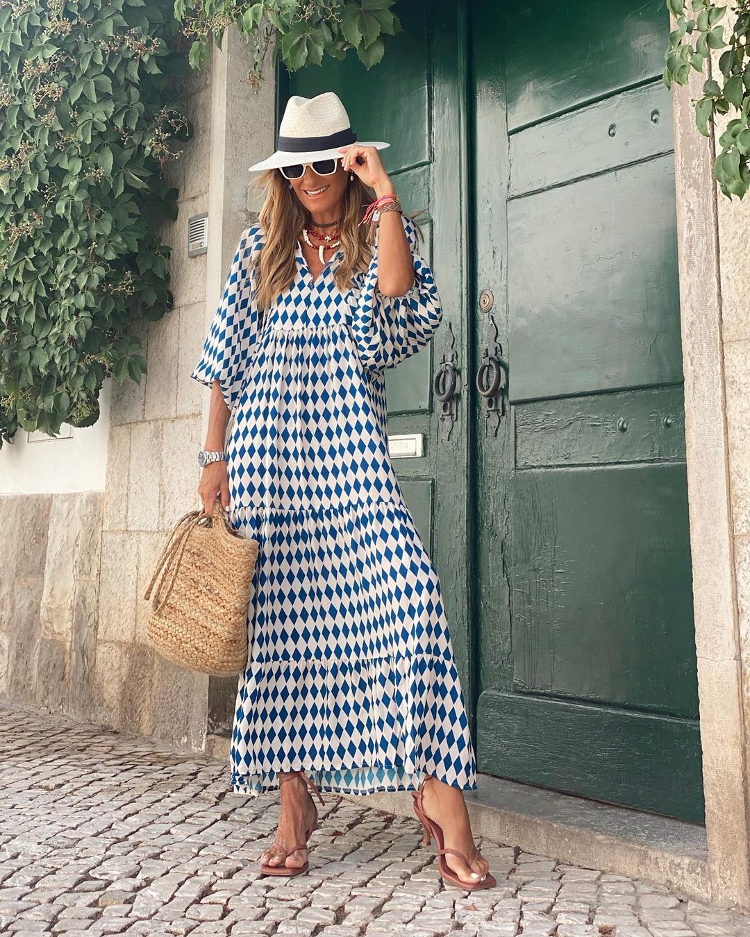 Puff Sleeve V-Neck Tie Front Tiered Maxi Summer Dress - View 10