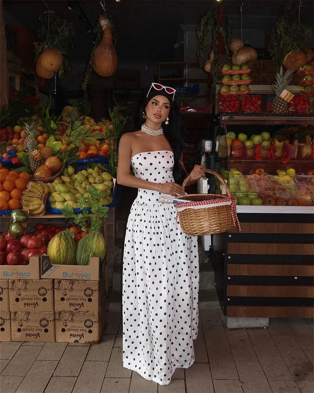 Polka Dot Strapless A-line Party Dress