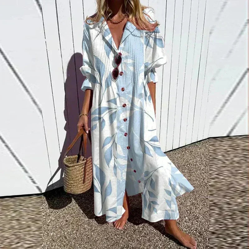 Floral Button Front Puff Sleeve Tiered Maxi Dress 6