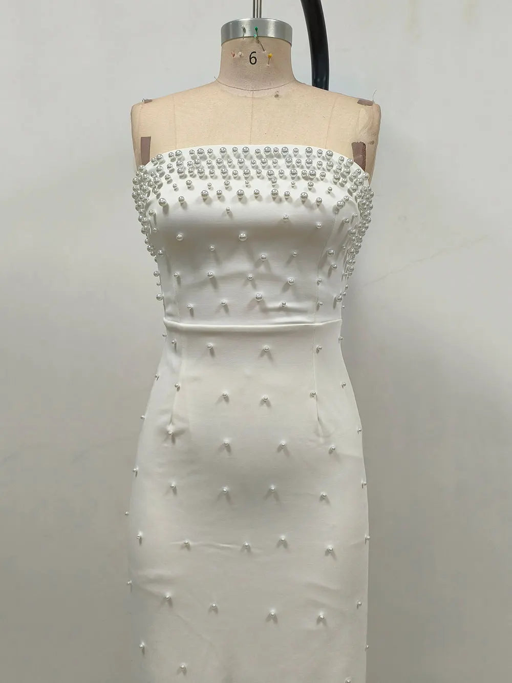 Pearl Embellished Strapless Tube Bodice Bodycon Maxi Gown - View 12