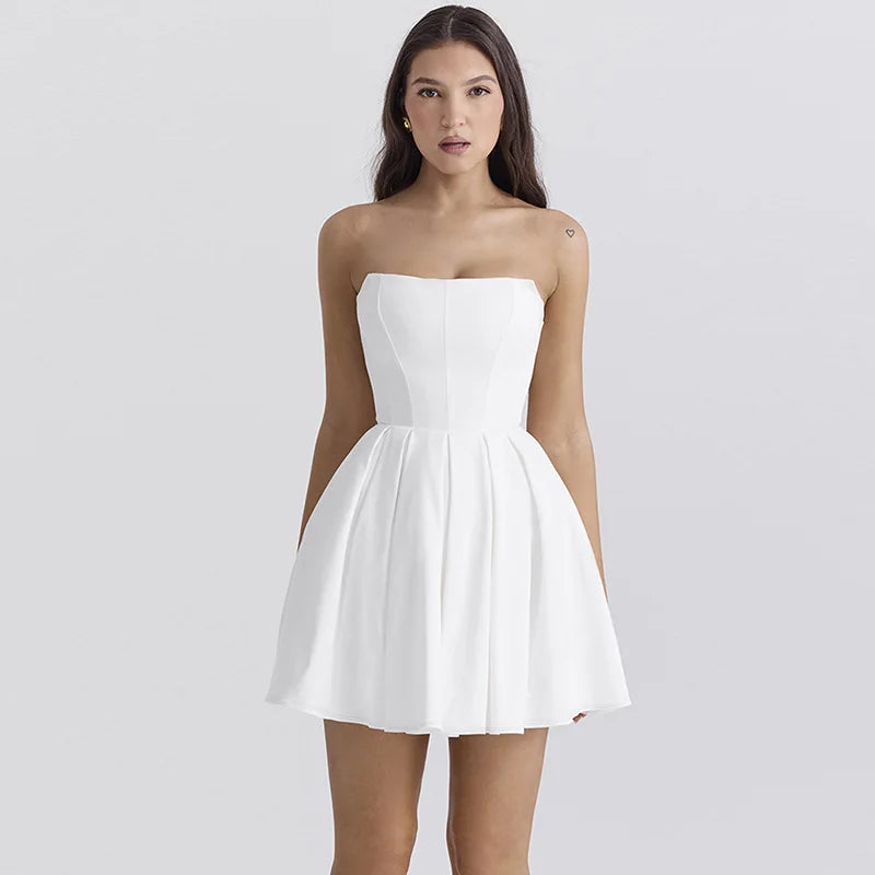 Strapless Corset Pleated A-Line Mini Dress - View 10
