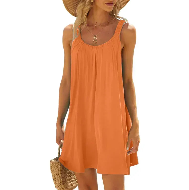 Scoop Neck Sleeveless Flowy Swing Mini Summer Dress - View 4