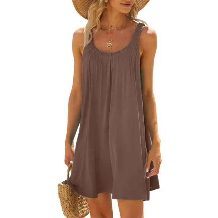Scoop Neck Sleeveless Flowy Swing Mini Summer Dress - View 5