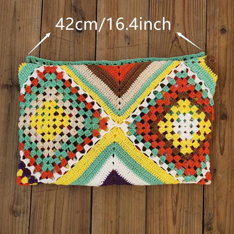 Crochet Granny Square Backless Halter Bodycon Maxi Dress - View 8