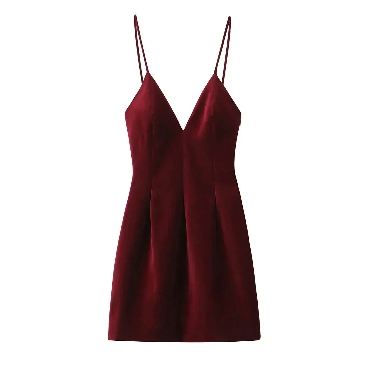 Red Velvet Spaghettis Strap Mini Dress - View 4