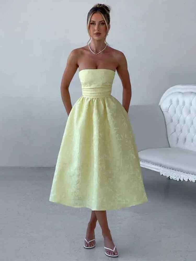 Jacquard Bow Strapless Backless Mini Dress - View 17