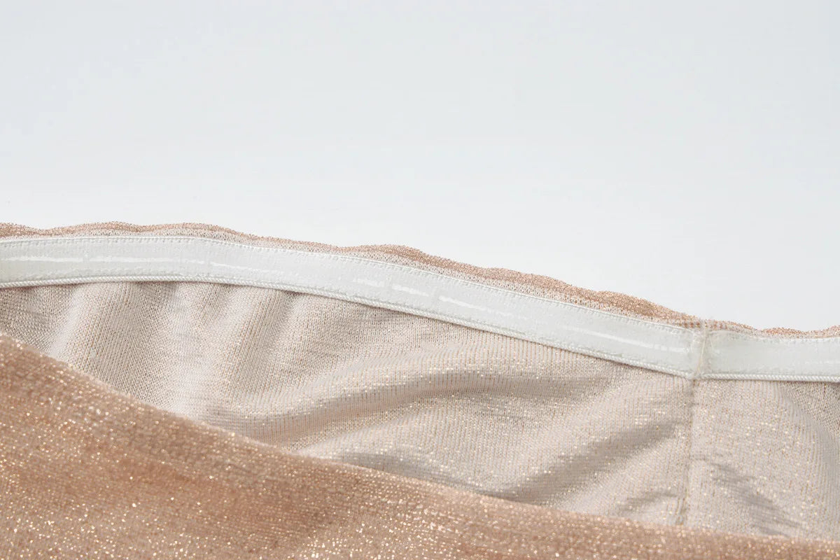 Metallic Strapless Ruched Twist Front Column Maxi Dress - View 13