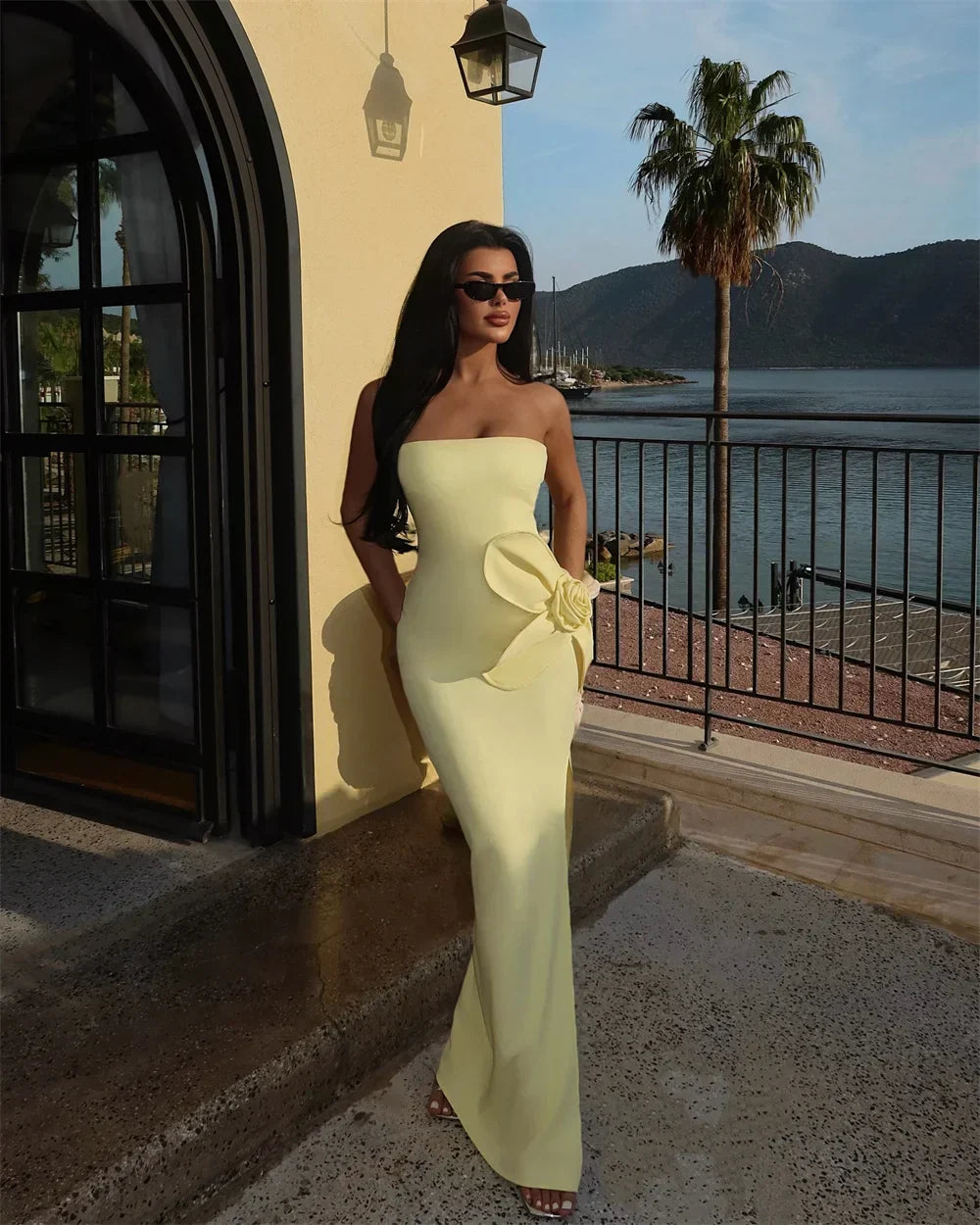 Mermaid Strapless Slit Prom Party Dress
