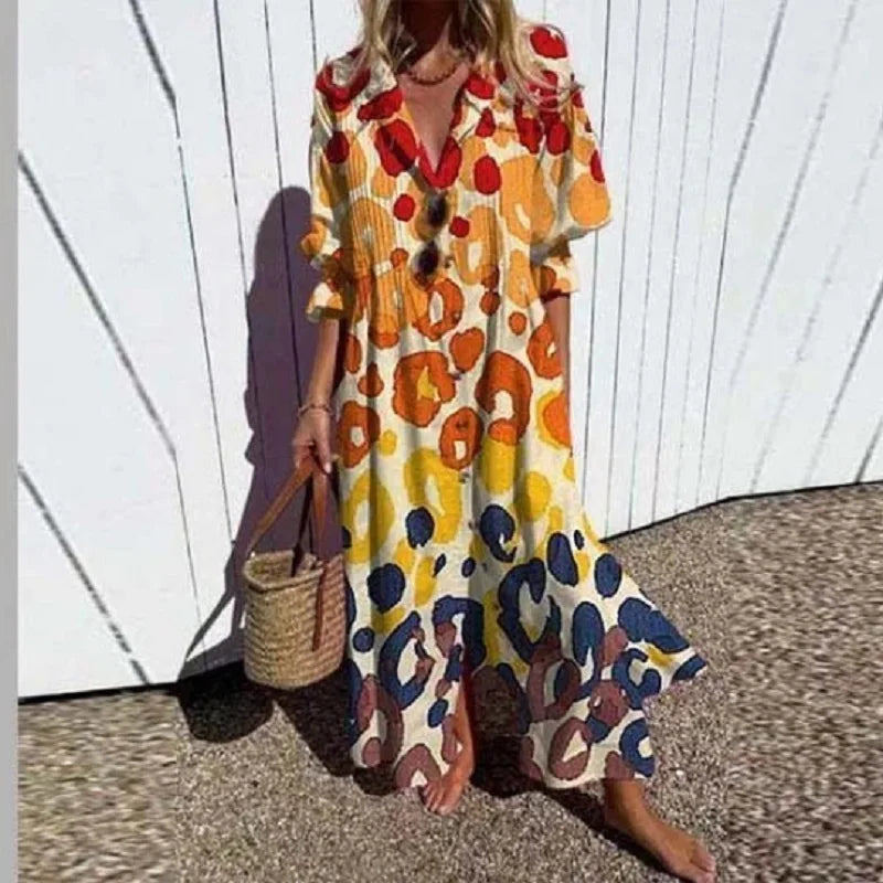 Floral Button Front Puff Sleeve Tiered Maxi Dress 3