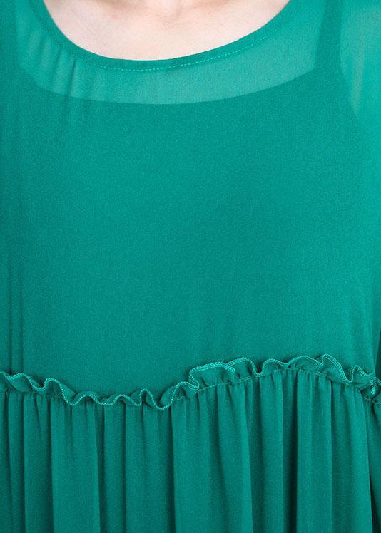 Tiered Long Sleeve Ruffle Cuff Lace Panel Floral Maxi Dress - View 5