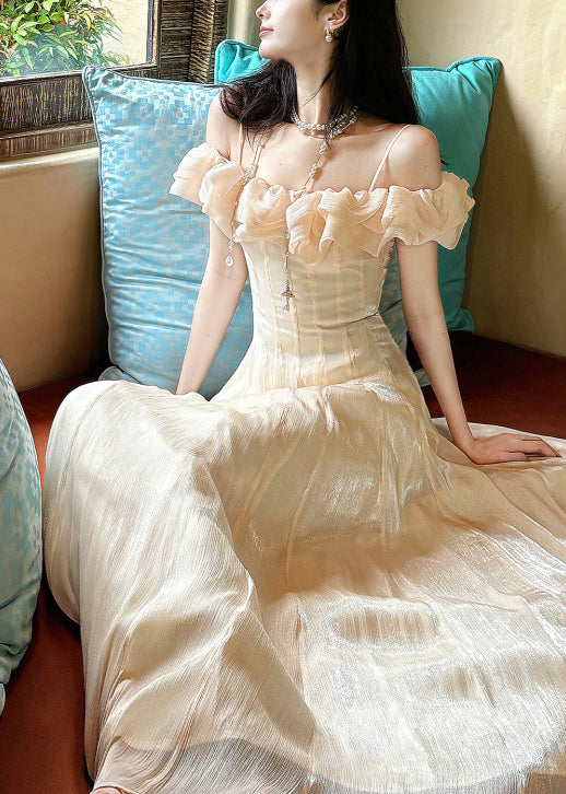 Style Nude Ruffled Exra Large Hem Chiffon Maxi Dress Summer - View 4