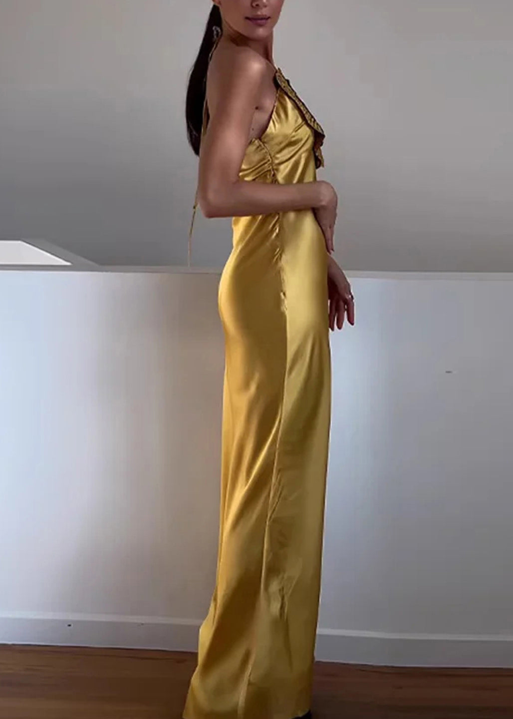 Silk Floral Beaded Sleeveless Midi Dress - View 3