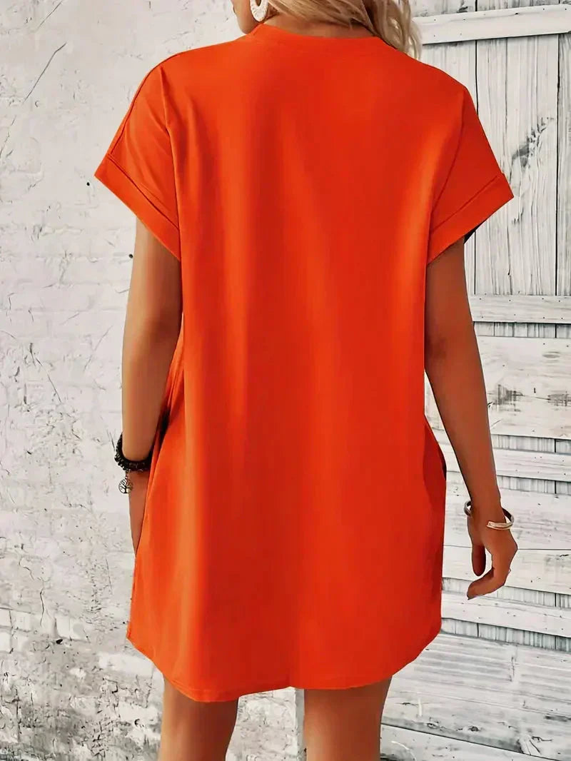 Short Sleeve Crew Neck Pocket T-Shirt Mini Dress - View 7
