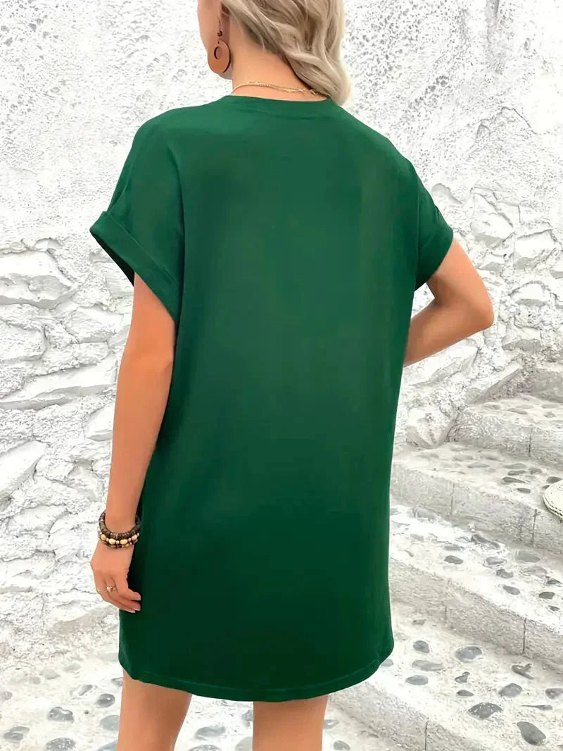 Short Sleeve Crew Neck Pocket T-Shirt Mini Dress - View 9