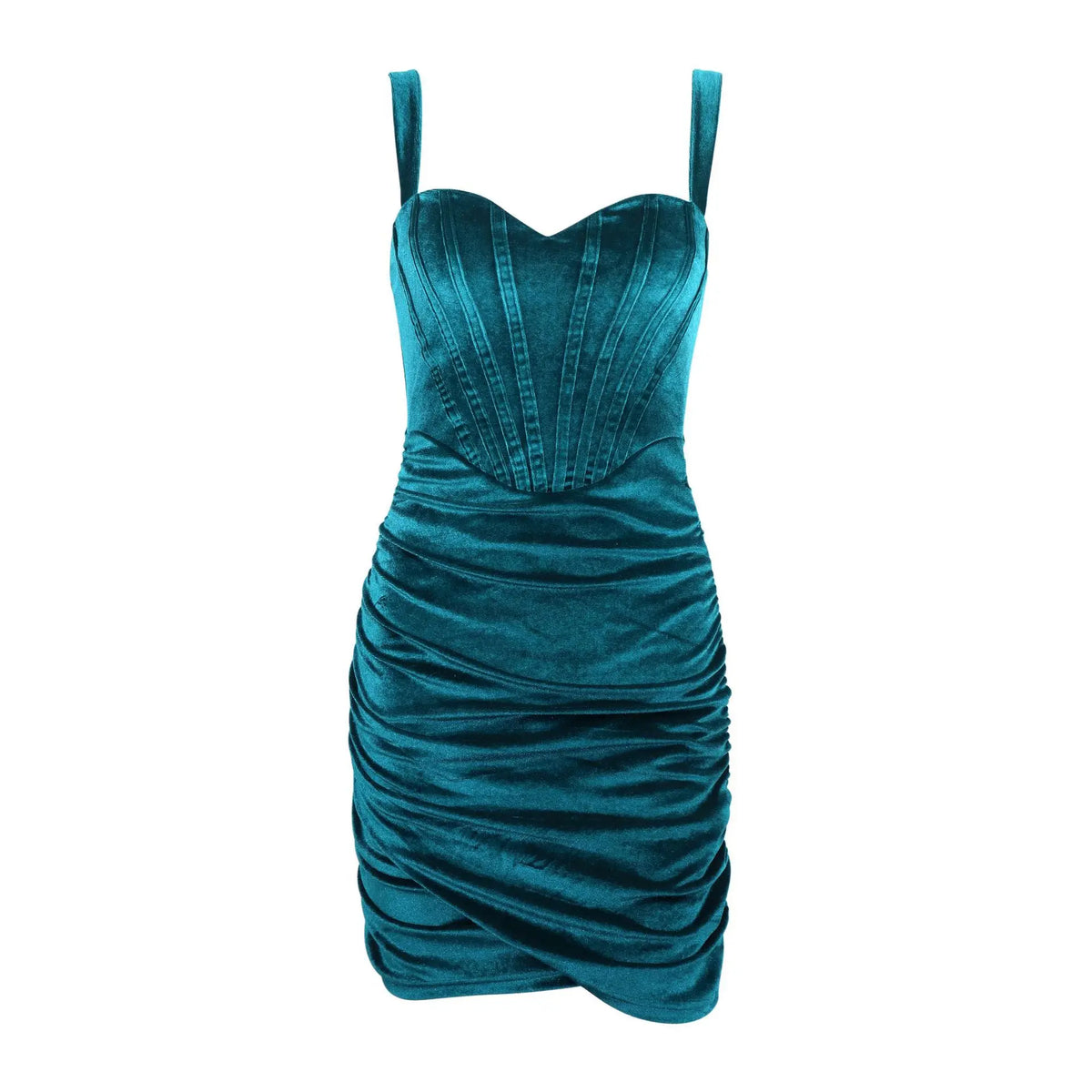 Sweetheart Corset Ruched Velvet Bodycon Mini Dress 4