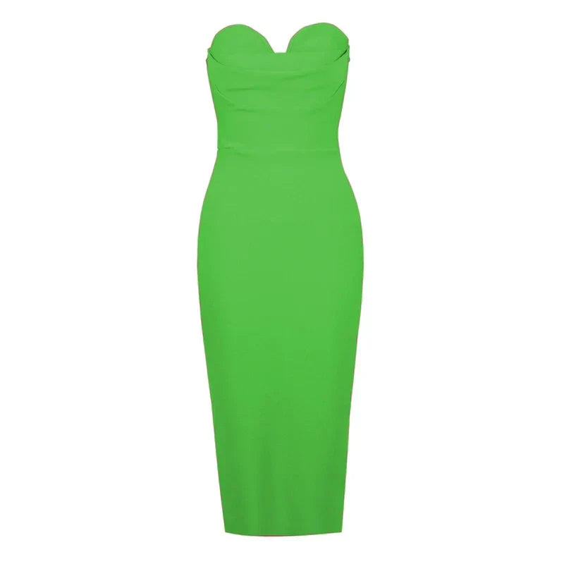 Bandage Strapless Sweetheart Bodycon Midi Dress - View 7