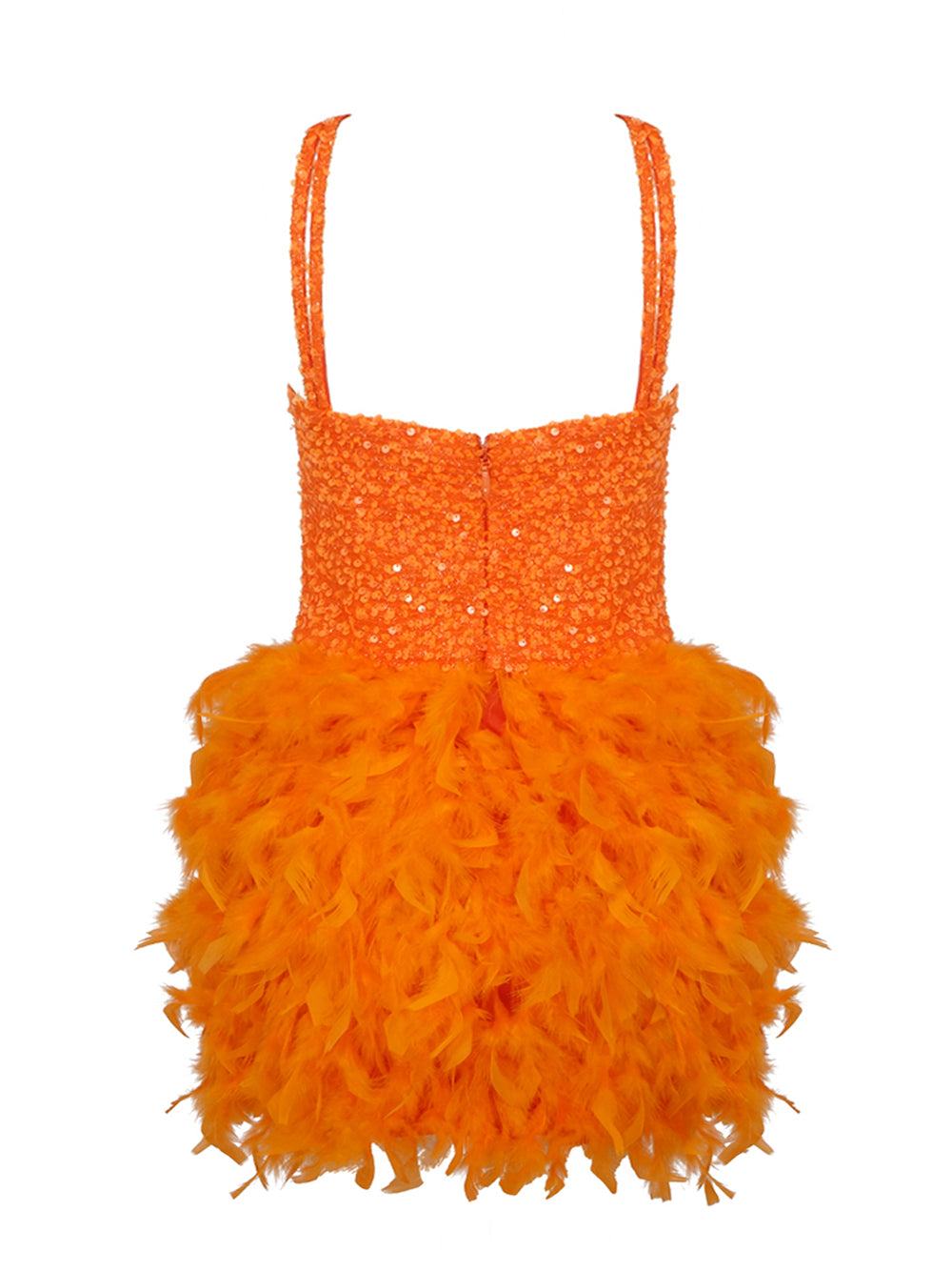 Sequin Sweetheart Cross Strap Feather Skirt Mini Dress - View 2