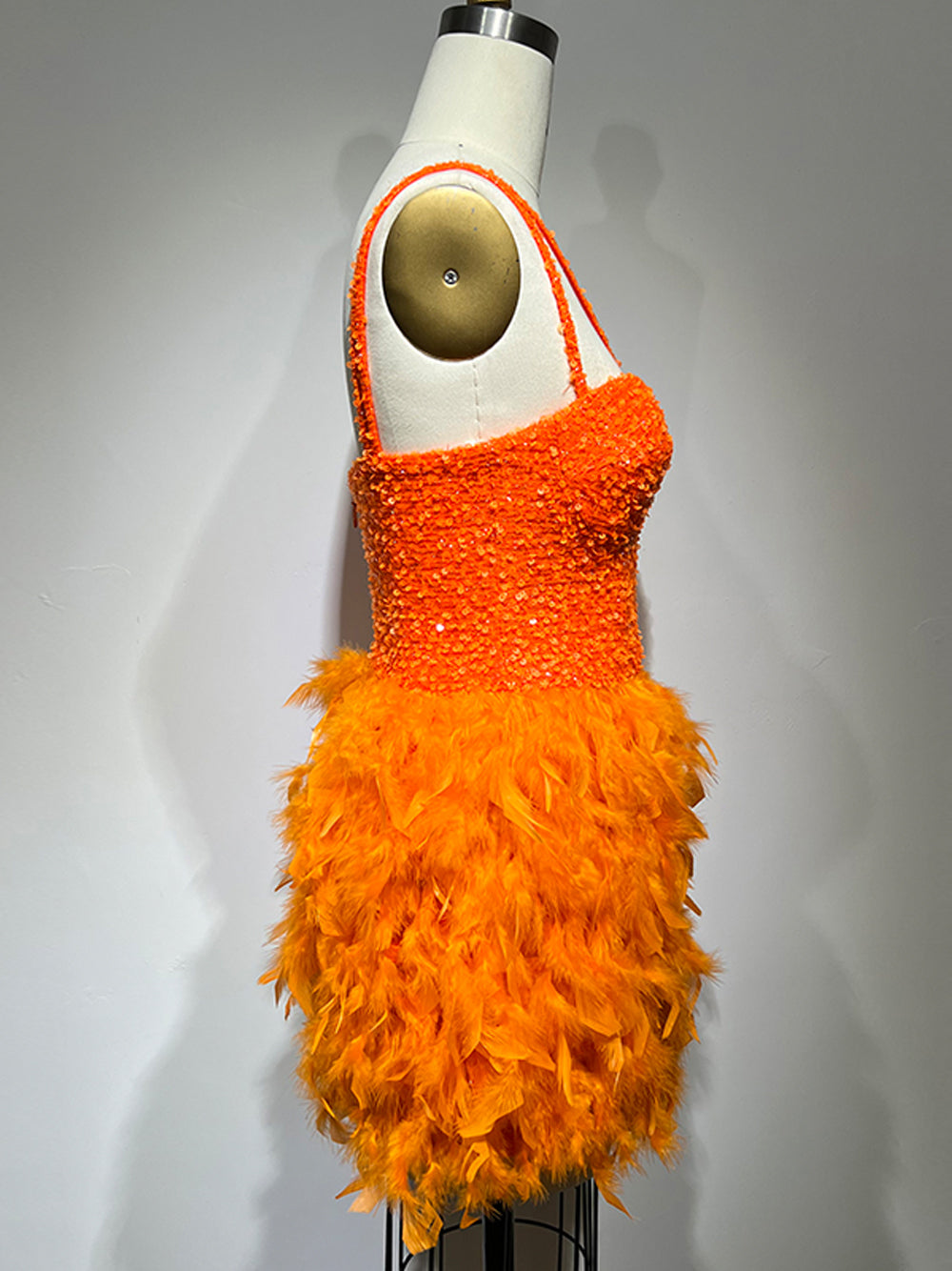 Sequin Sweetheart Cross Strap Feather Skirt Mini Dress - View 8
