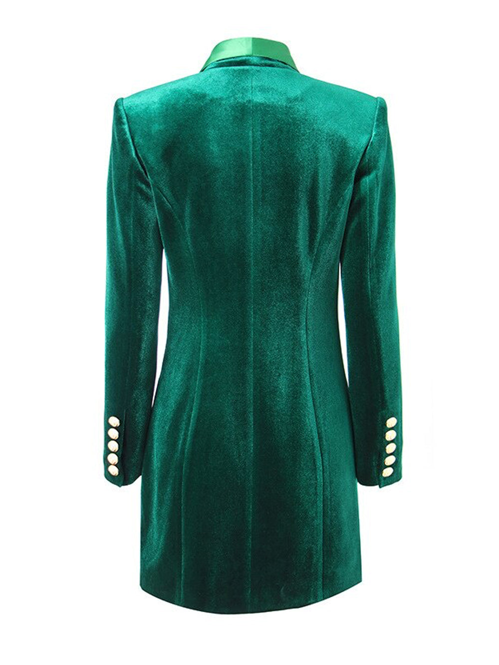 Velvet Satin Lapel Double Breasted Deep V-Neck Blazer Mini Dress - View 6