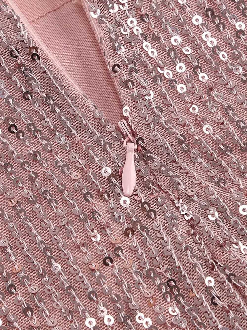 Sequin Strapless Feather Trim Bodycon Mini Dress in Pink - View 8