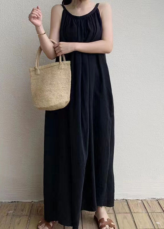 Spaghetti Strap Gathered Neck Oversized A-Line Maxi Dress - View 3