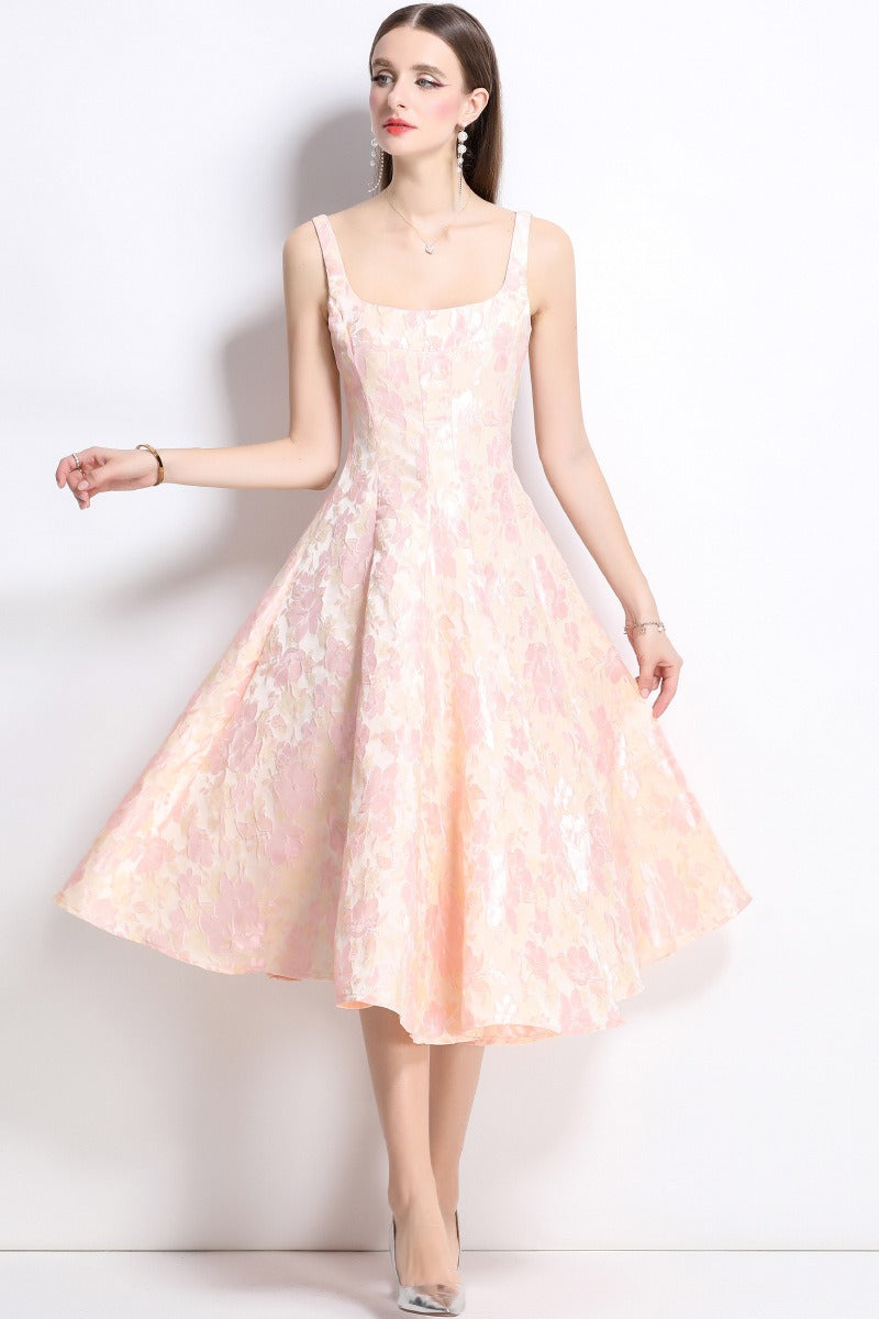 Jacquard Strapless Slip Formal Dress