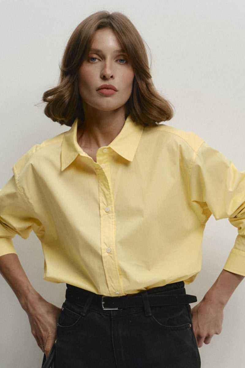 Comfort Fit Yellow Cotton Blouse