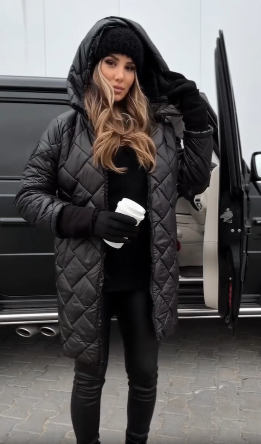 Quilted Hooded Zip Front Longline Puffer Coat 10