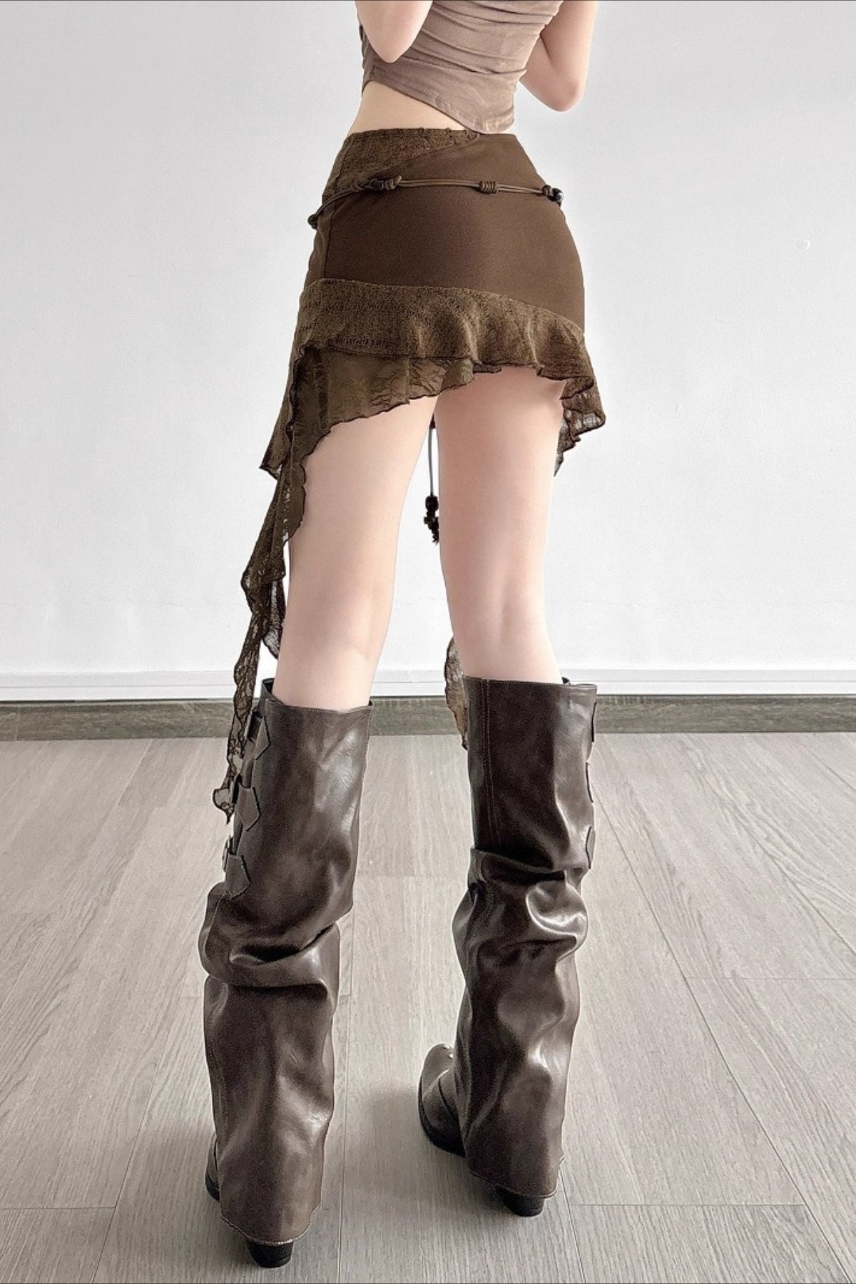 Mermaid Style Asymmetric Ruffle Skirt
