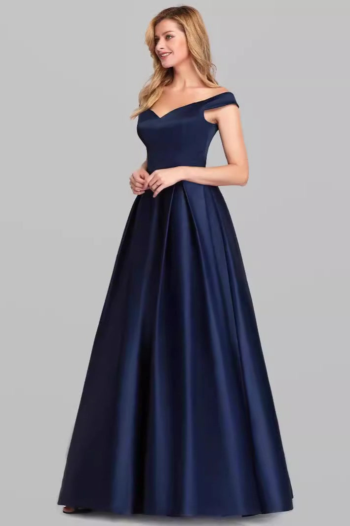 Satin Off Shoulder Sweetheart A-Line Prom Gown - View 3