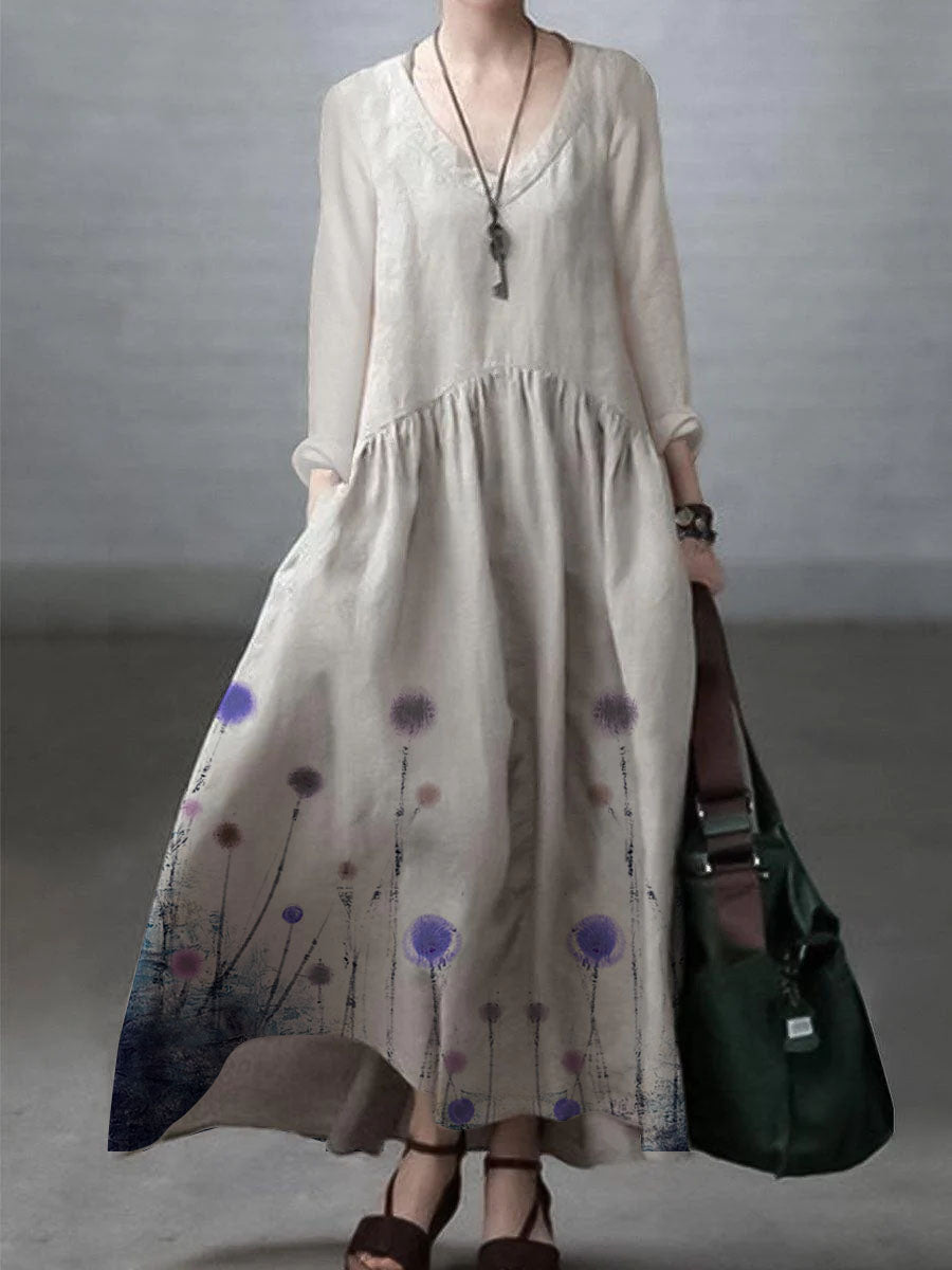 Oversized V-Neck Long Sleeve Relaxed Fit Maxi Dress - View 15