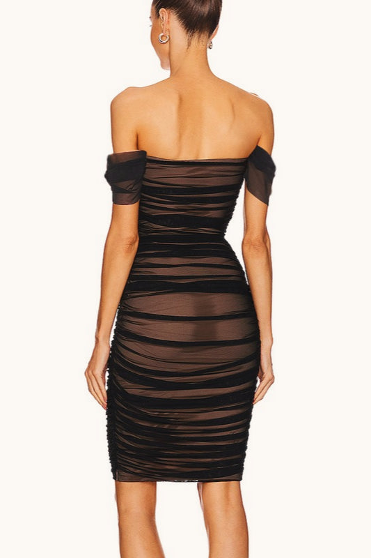 Off Shoulder Strapless Mesh Chic Cocktail Dress - View 3