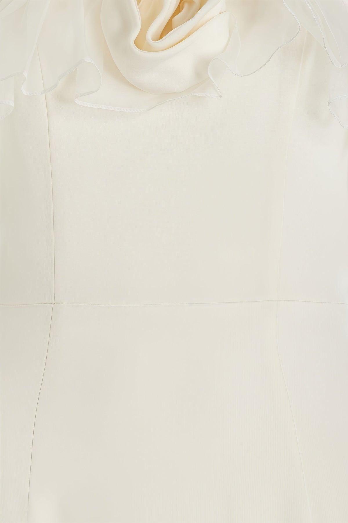 Zaretp White Ruffled Silk Midi Dress - View 5