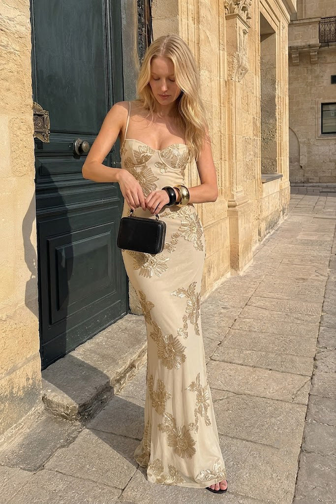 Backless Floral Maxi Dress